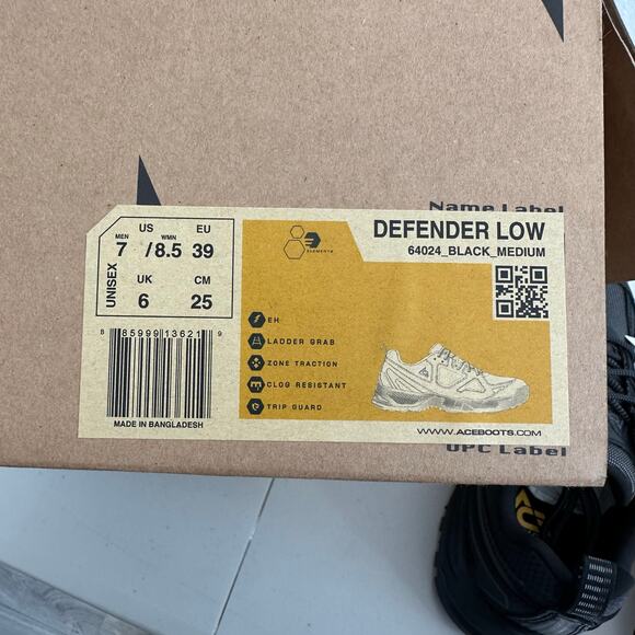 Ace Work Boots Defender Low Women 8.5 Black Soft Toe Water Slip Resistant 64024 - Picture 10 of 10